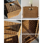 panier tressé marron clair rustique poignées intégrées pliable rangement étagères cuisine réutilisable respectueux environnement