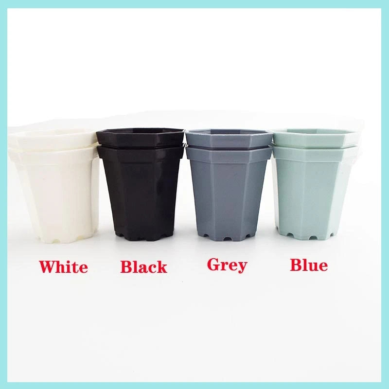 pots fleurs modernes hexagonaux plastique blanc noir gris bleu