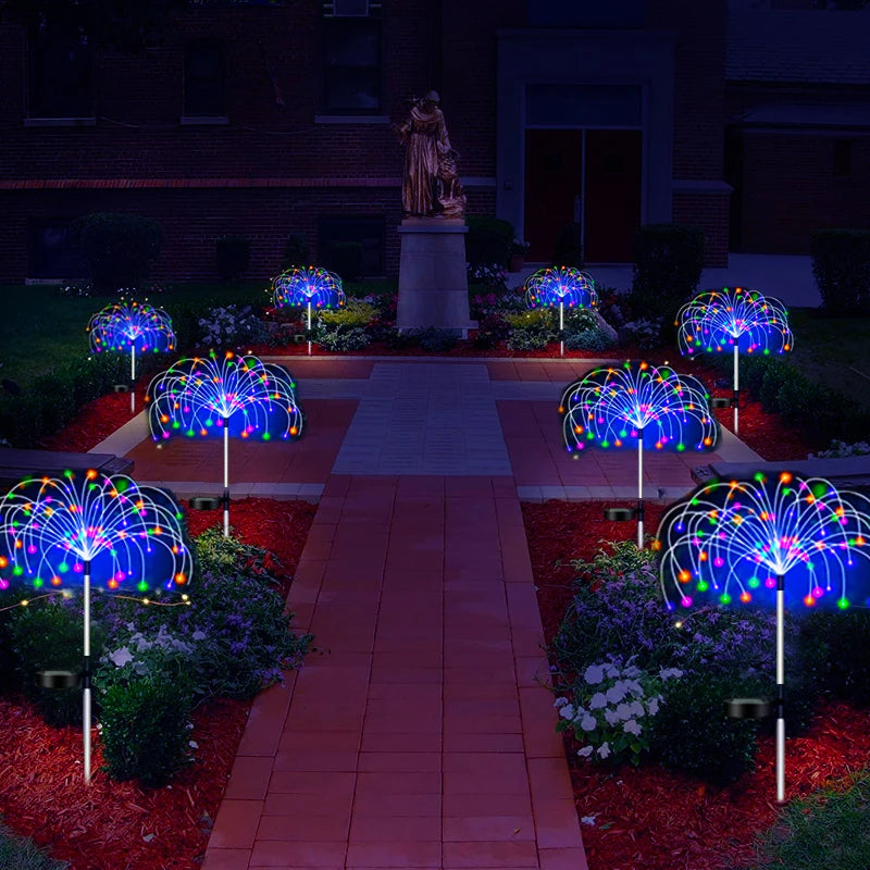 décorations solaires multicolores feu d'artifice clips modernes extérieures led étanches jardinées clips câbles connecteurs