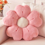 coussin décoratif fleurs arrondies rose blanc moderne doux polyester coton 32cm