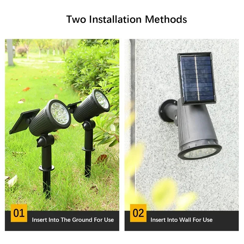 projecteur solaire led rgb waterproof ip65 moderne noir abs lumières ajustableextérieur