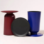 table basse moderne minimaliste rouge noir bleu métal aspect texturé salon table basse