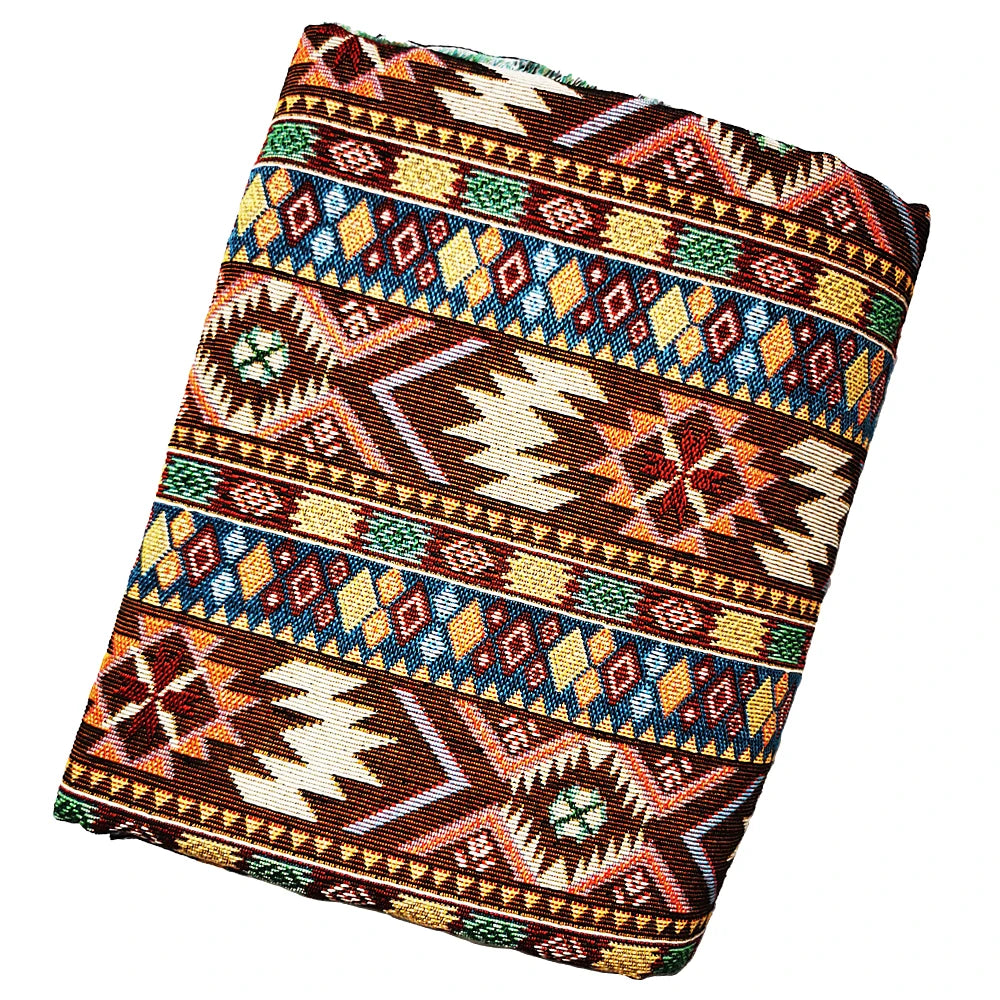 tissu jacquard ethnique coton polyester motif géométrique décoratif sac coussin rideau artisanat