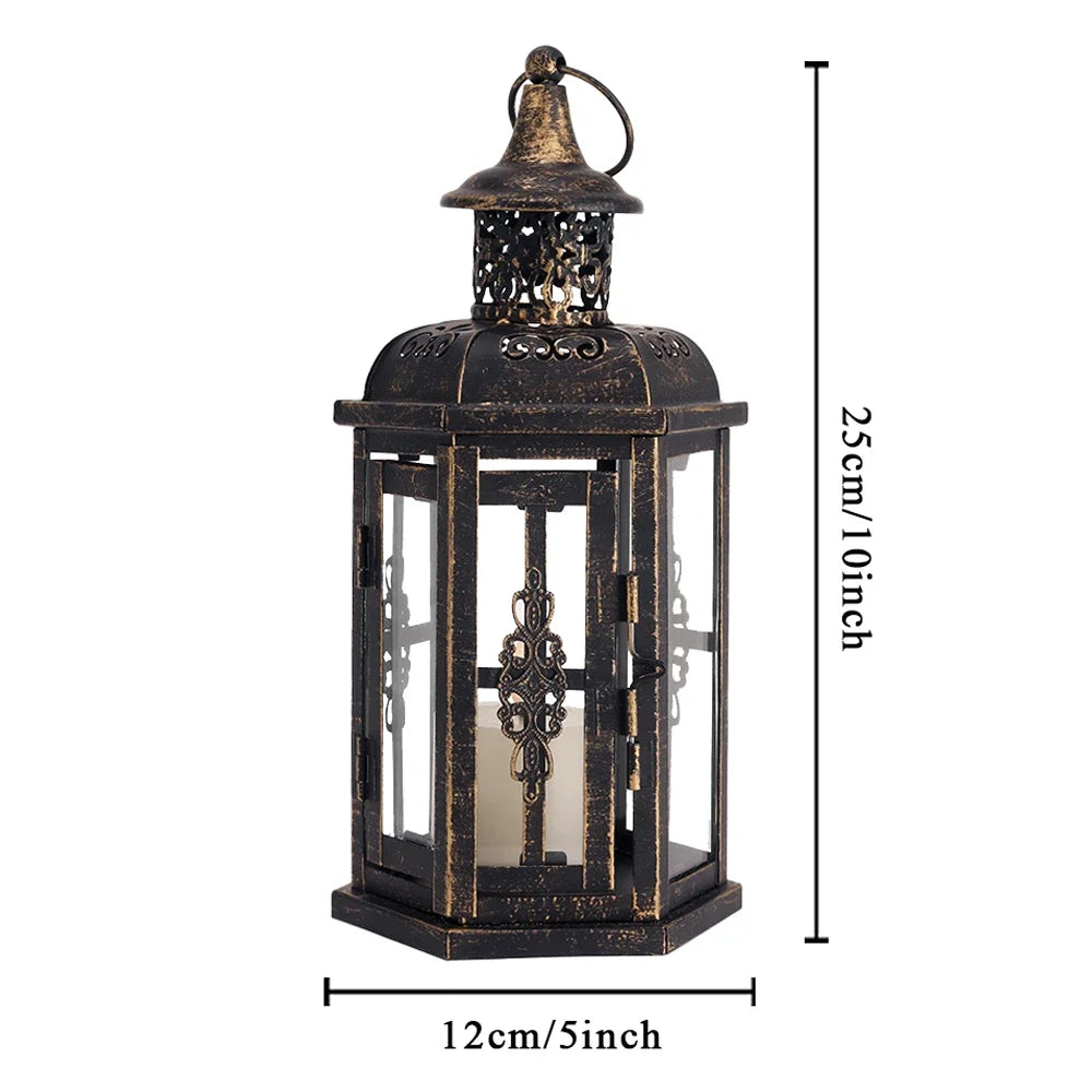 lanterne vintage métal fer ornements floraux transparent noire décoration intérieure mariage bougie inclusion anneaux