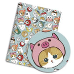 serviettes animales bleu vert rouge illustration mignonne chiens chats oiseaux coton polyester