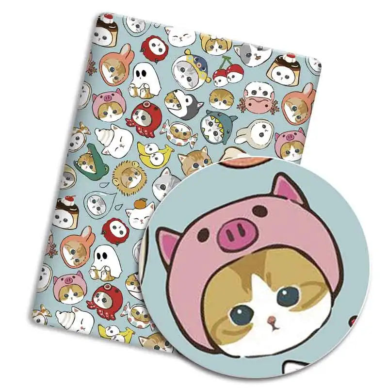 serviettes animales bleu vert rouge illustration mignonne chiens chats oiseaux coton polyester