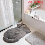 tapis gris imprimé chat pelucheux antidérapant intérieur extérieur facile entretenir