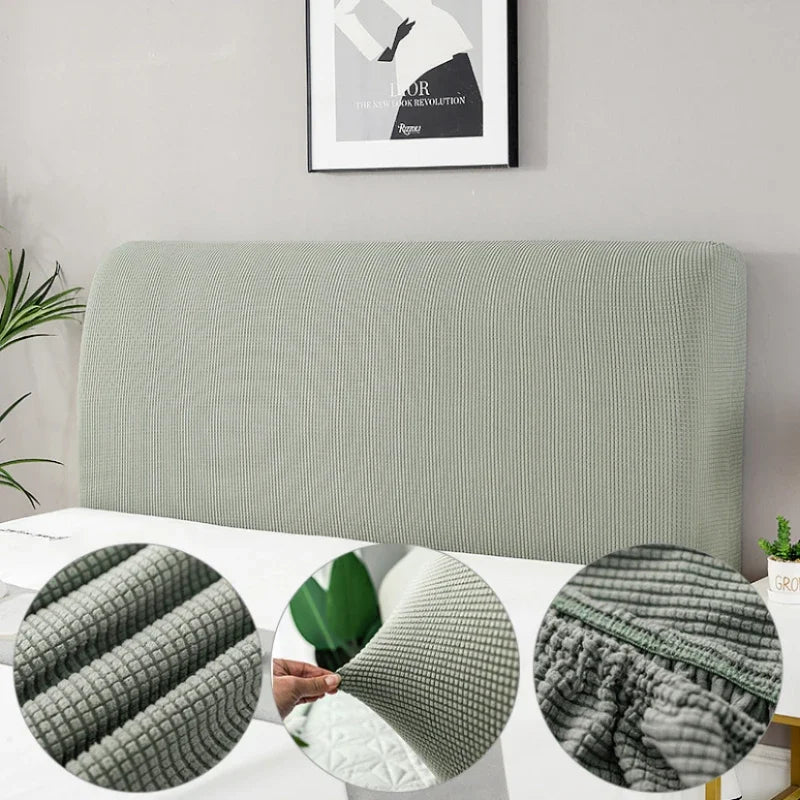Housse de chevet élastique gris foncé sur lit moderne