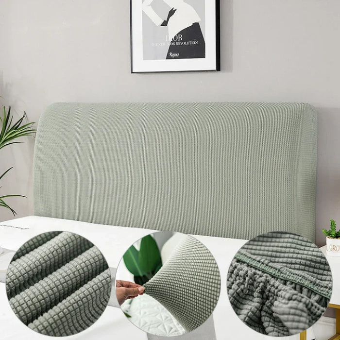 Housse de chevet élastique gris foncé sur lit moderne