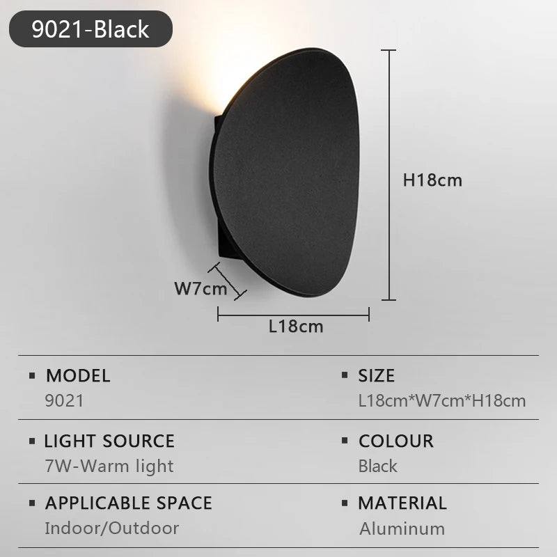 Lampe murale LED moderne minimaliste aluminium noir blanche extérieure IP65 étanche