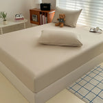 housse lit drap housse matelas beige clair uni satiné élastique moderne lit double