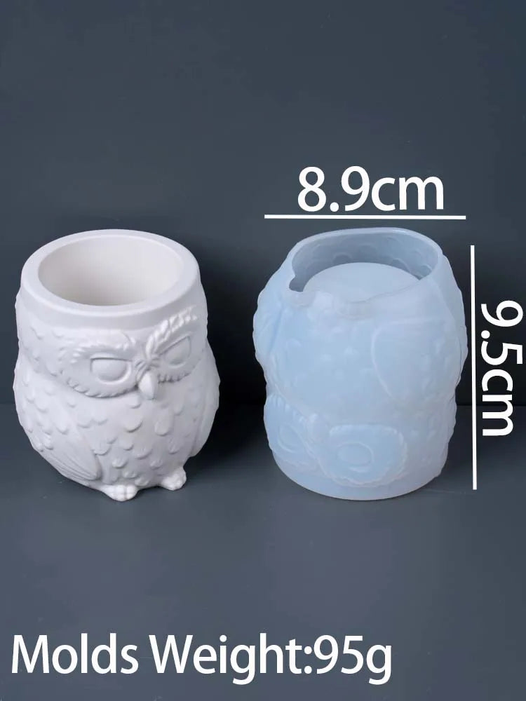 silicone moule chouette bougie plante deco intérieur artisanal blanc terre cuite plumes rustique bohème