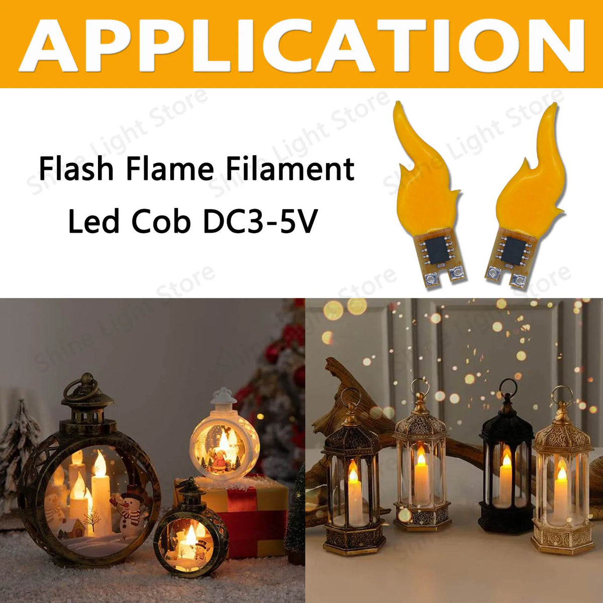 lampe led flamme forme stylisée orange moderne 2200k décoration fête camping maison