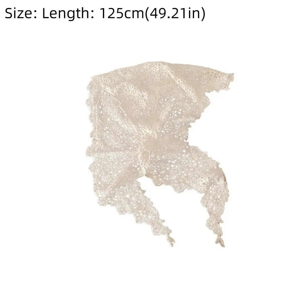 foulard dentelle motif floral blanc cassé classique vintage été femme junior décontracté polyester haute