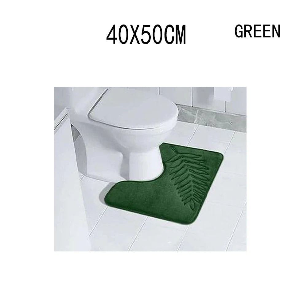 tapis bain doux antidérapant rapide absorbant moderne feuilles palmier vert foncé