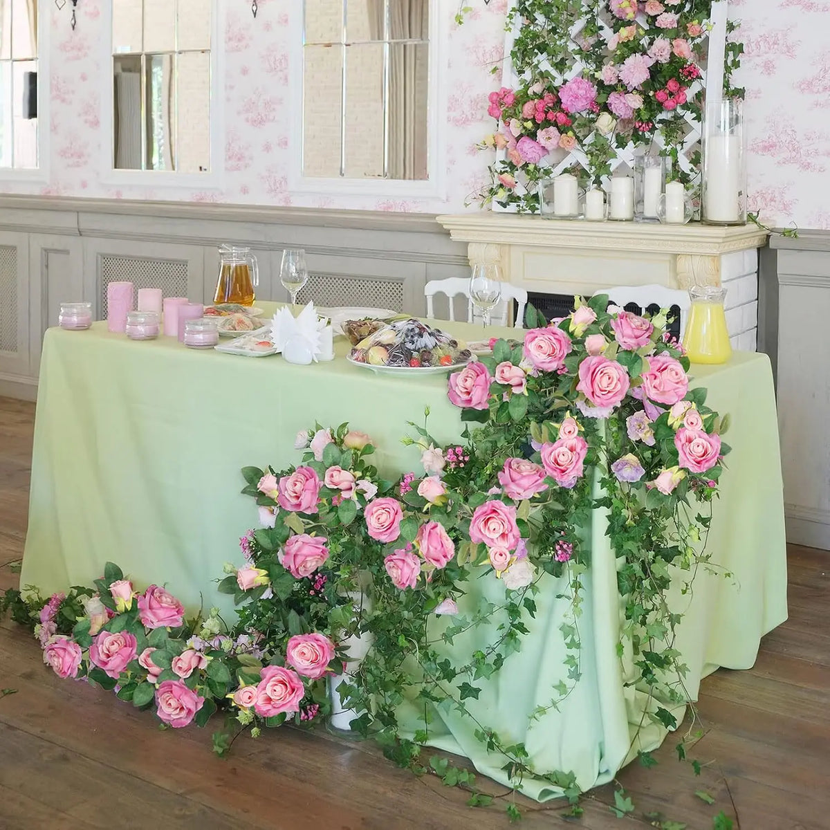 Guirlande de roses artificielles pour mariage