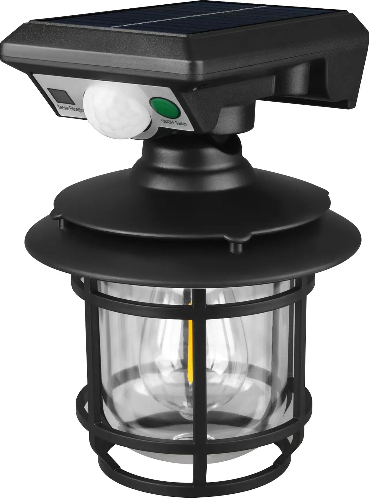 lampe murale solaire ip65 étanche led noir cadre doré verre opalin rétro capteur mouvement