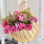 paniers suspendus tissage osier rustique marron noir plante artificielle décoration jardin fleur fixations
