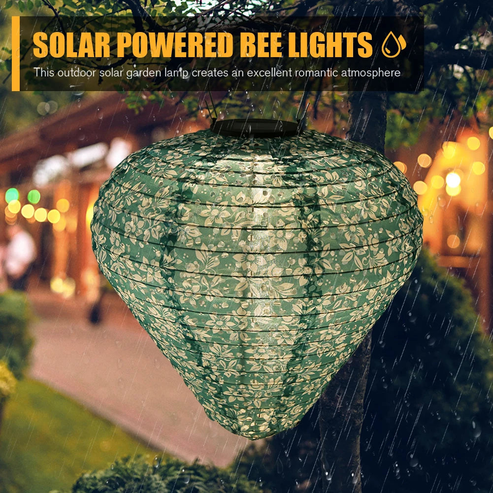 lanterne solaire led florale traditionnelle blanc rouge vert rose crochets tissu nylon opaque festive