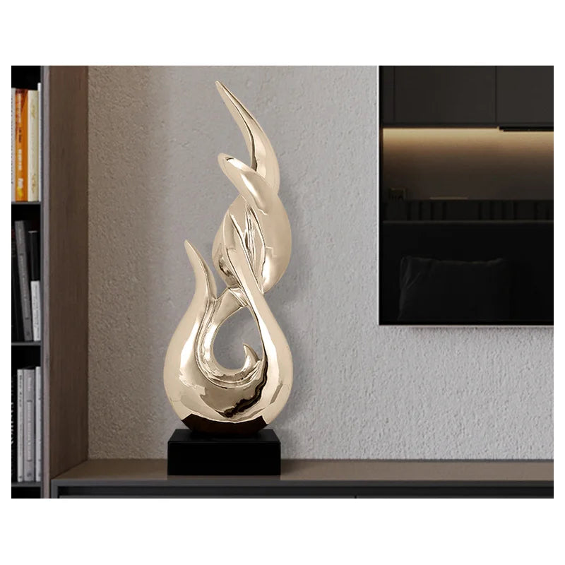 sculpture abstraite moderne résine iceberg or argent noir contemporaine maison salon