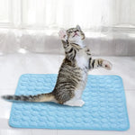 tapis quilted rafraichissant moderne chat bleu clair gris confortable été 40x30cm 50x40cm