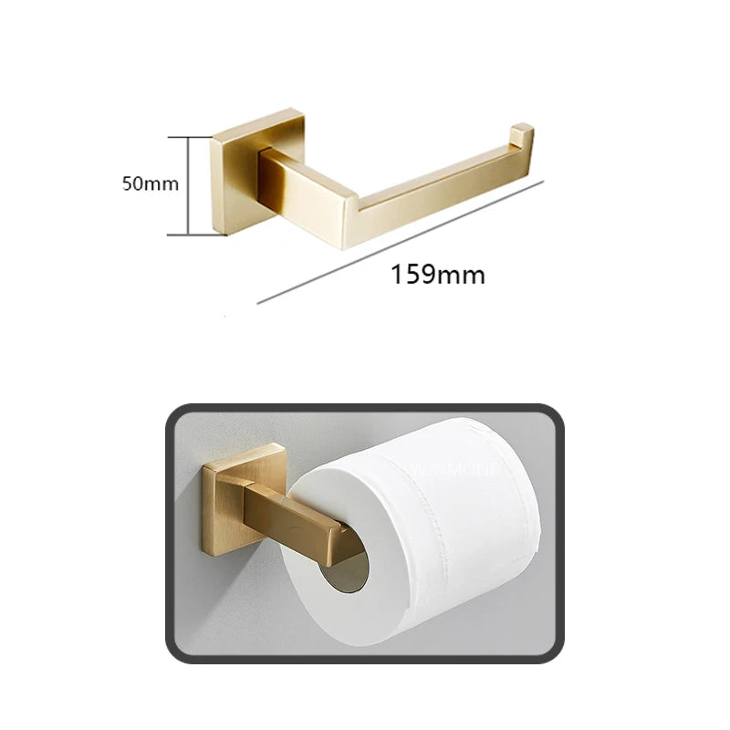 accessoires salle bain ensemble porte serviettes moderne finition dorée métal alliage aluminium fixations murales