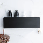 étagère murale moderne noire vis fixée salle bain aluminium laqué 30cm 40cm 50cm