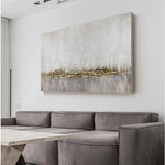 tableau abstrait gris doré contemporain texture peinte sans cadre toile horizontal