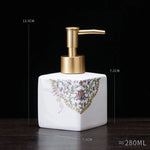 distributeur savon liquide céramique blanc bleu fleurs classique salle bains 280ml 450ml
