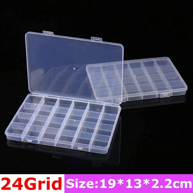 boîtes rangement transparentes plastique bijoux éponges rubans petits objets organisation pratique compact