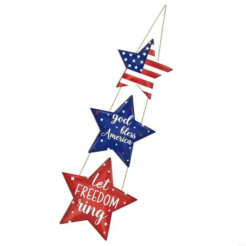 décoration murale étoiles rouge blanche bleue texte patriotique cordelette god bless america let freedom
