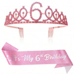 couronne anniversaire strass dorés ruban rose texte princesse fête cadeau favoris numéro anniversaire