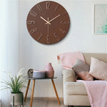 horloge murale moderne quartz aiguille boisée noir blanc minimaliste chambre salon