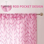 rideaux transparents motifs feuilles verte rose beige salon champêtre bohème poche tringle polyester