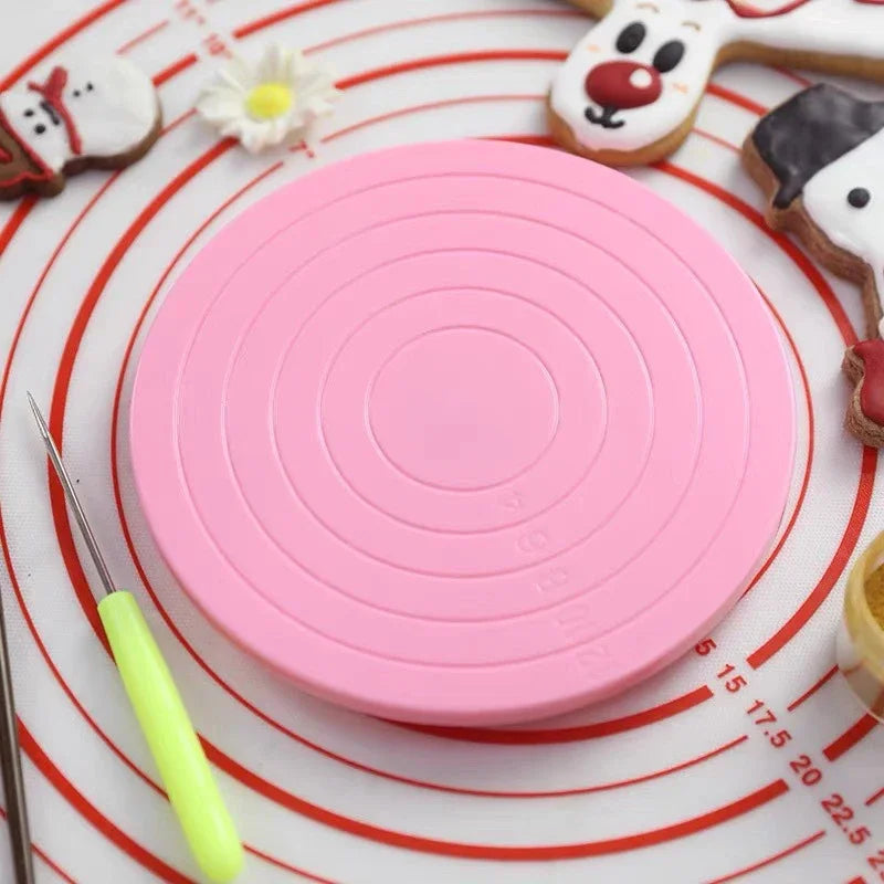plateau decoration biscuits rose circles concentriques opaque moderne plastique diametre 14cm hauteur 15cm