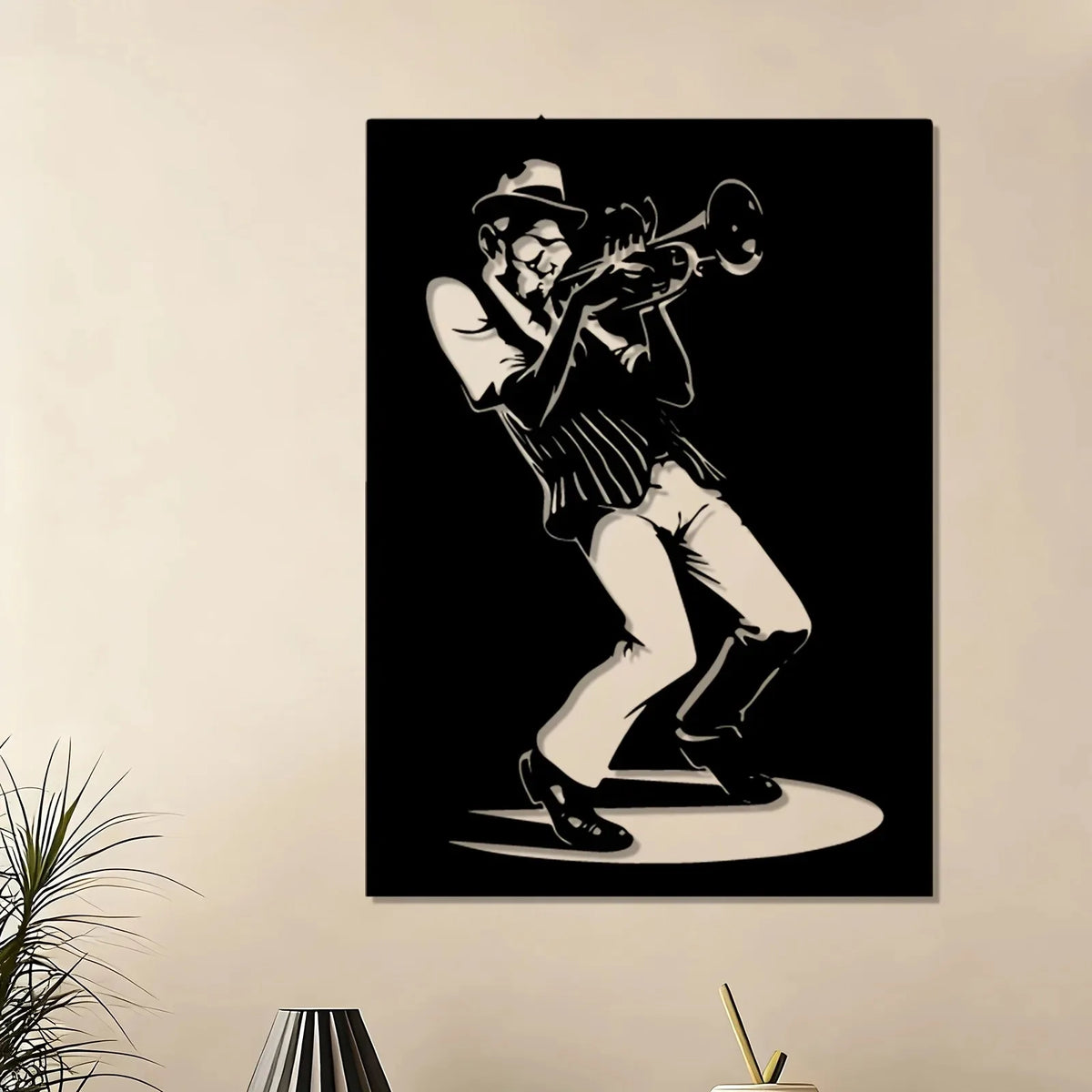 décoration murale jazz musicien trompette noir blanche graphique vintage chambre salon