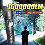 lampe torche rechargeable led noire intense camping 500m étanche usb variateur modulations modernisée