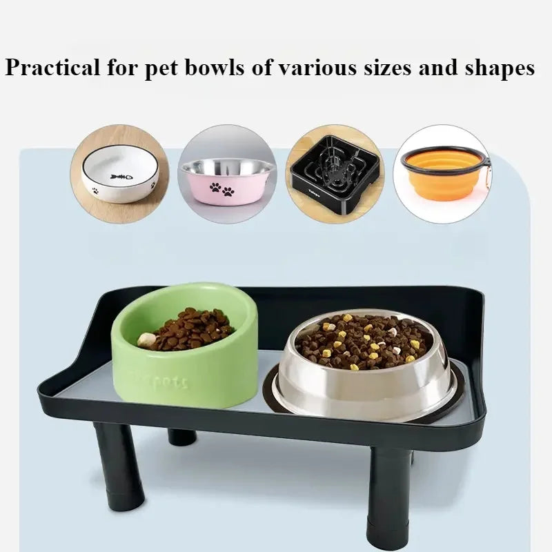 table manger animaux noir moderne deux bols réglable hauteur minimaliste chiens chats