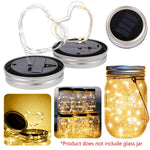 guirlande lumineuse solaire led bocal verre couvercle métallique panneau solaire batterie étancheextérieur cœur festive