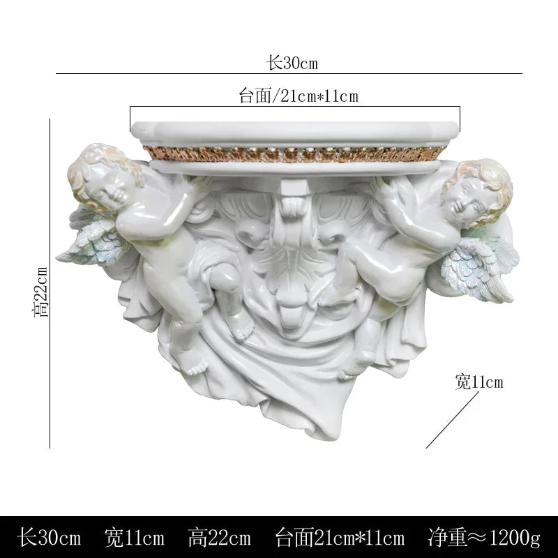 décoration murale étagère ange résine bleu doré blanc classique baroque chambre salon