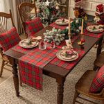 tableau chemin table carreaux écossais rouge noir vert polyester coton classique multiple tailles restaurants