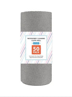 serviettes nettoyage microfibre gris clair pack 50 pièces pratique absorbant texture rugueuse cuisine garage