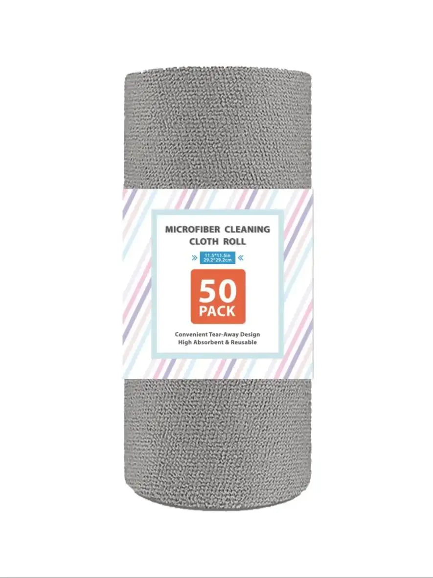 serviettes nettoyage microfibre gris clair pack 50 pièces pratique absorbant texture rugueuse cuisine garage