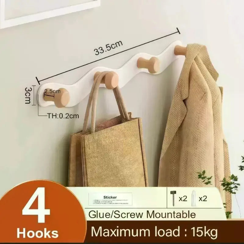 porte sacs mural blanc bois moderne adhésif crochets clous adhésifs