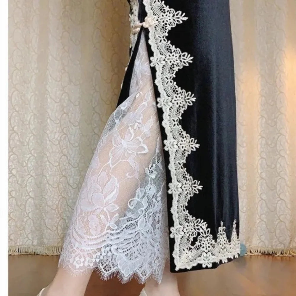 jupe dentelle noire translucide vintage été femme mi mollet droiteSizeMode: taille moyenne non extensible