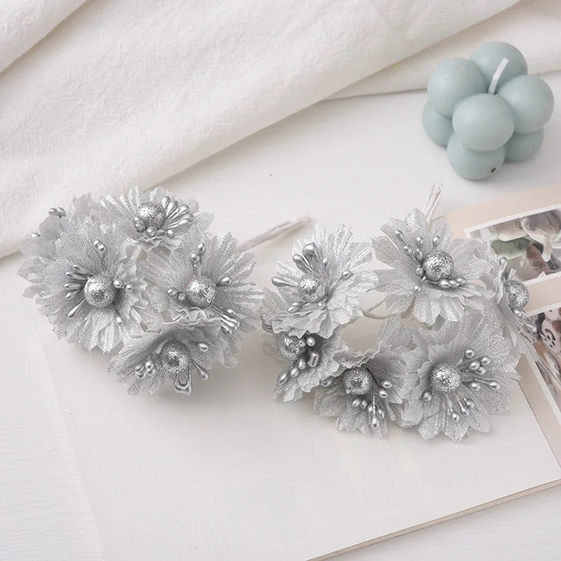 couronne fleurs artificielles mariage romantique décoration intérieure dorées tissu dentelle beige gris argenté