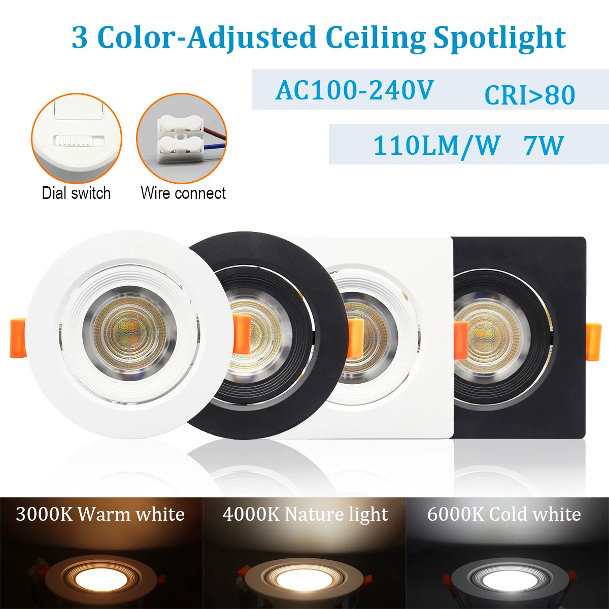 spots led ajustables blanc noir modernes lumiere salon cuisine minimaliste clips amovibles