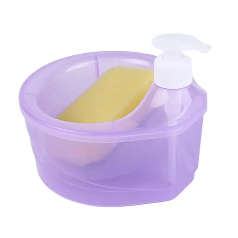 distributeur savon liquide éponge intégrée adhésif moderne transparent rose violet