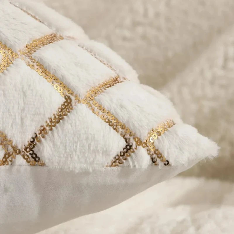 housse coussin géométrique doré moderne 100 polyester 30x50 45x45 blanc or décoration chambre voiture
