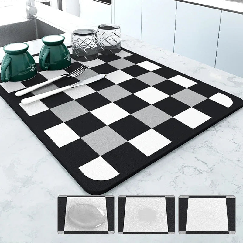 tapis cuisine noir absorbant antiderrapant séchage rapide moderne évier machine
